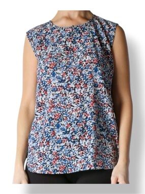 J. Crew Women’s Sleeveless Keyhole Floral Tank Blouse, Multi, size M